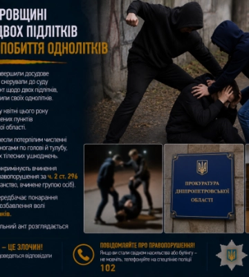 На Дніпропетровщині судитимуть двох підлітків за жорстоке побиття однолітків