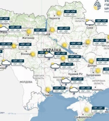 У вівторок в Україні очікується спека до +38°, подекуди грози