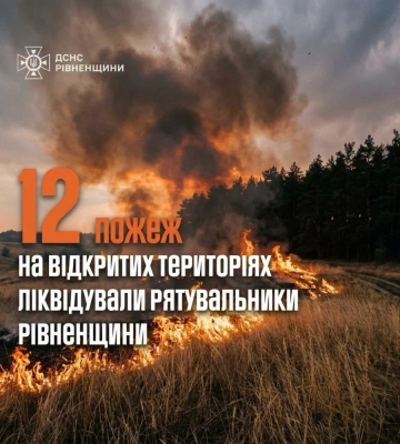 Рятувальники Рівненщини ліквідували 12 пожеж за добу