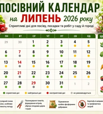 Посівний календар на липень 2026 року: що сіяти, коли доглядати за рослинами та які роботи провести на городі