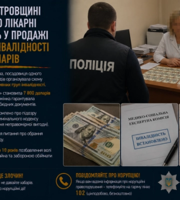 На Дніпропетровщині посадовицю лікарні підозрюють у продажі фіктивної інвалідності за 7 800 доларів