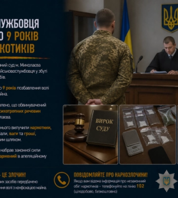 У Миколаєві військовослужбовця засудили до 9 років за збут наркотиків