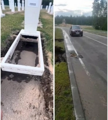 Національне військове кладовище на Київщині розмили дощі: на могилах утворились провалля (ВІДЕО)