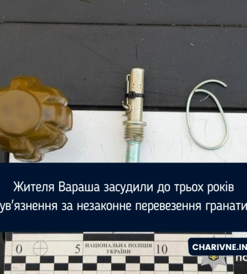 Жителя Вараша засудили до трьох років ув'язнення за незаконне перевезення гранати