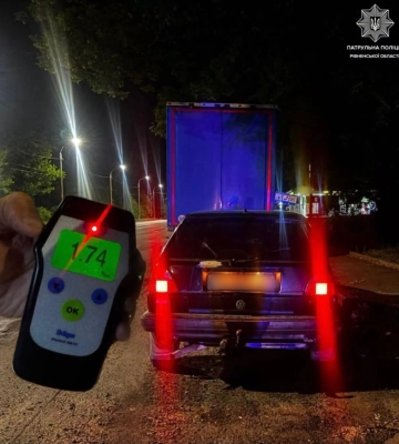1,74 проміле алкоголю: у Рівному під час комендантської години зупинили нетверезого водія