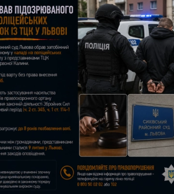 Суд заарештував підозрюваного у нападі на поліцейських під час сутичок із ТЦК у Львові