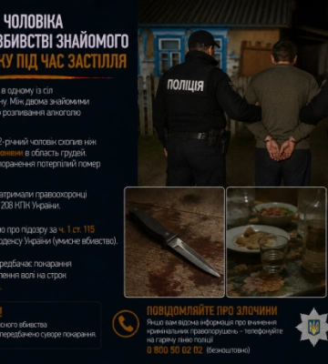 На Прикарпатті чоловіка підозрюють у вбивстві знайомого через суперечку під час застілля