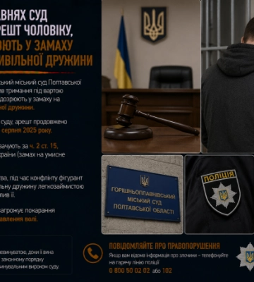 У Горішніх Плавнях суд продовжив арешт чоловіку, якого підозрюють у замаху на вбивство цивільної дружини