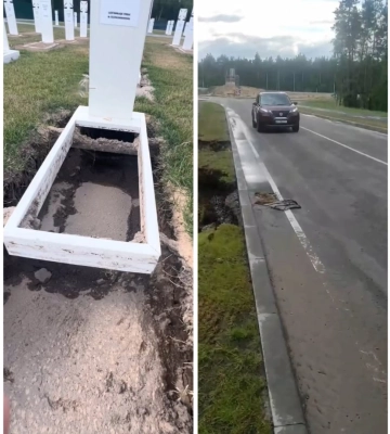 Національне військове кладовище розмили дощі: на могилах утворились провалля