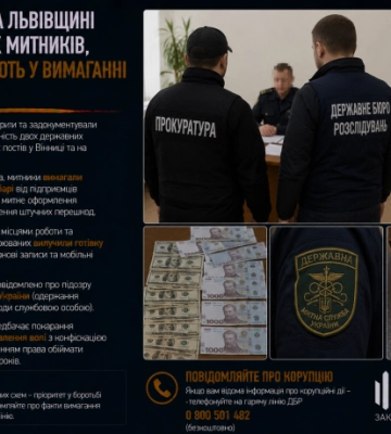 У Вінниці та на Львівщині викрили двох митників, яких підозрюють у вимаганні хабарів