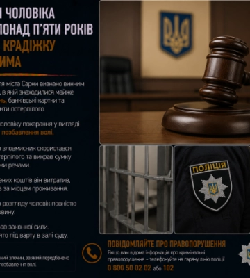 На Рівненщині чоловіка засудили до понад п’яти років ув’язнення за крадіжку сумки з грошима