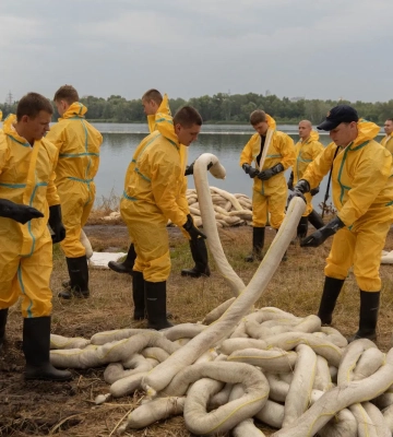 У Києві другий тиждень чистять озеро Кирилівське, забруднене через атаку Росії