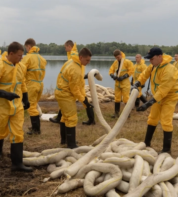 У Києві другий тиждень чистять озеро Кирилівське, забруднене через атаку Росії