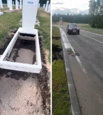 Національне військове кладовище розмили дощі: на могилах утворились провалля