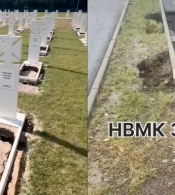 Провали в зоні поховань. Злива пошкодила Національне військове меморіальне кладовище під Києвом — відео