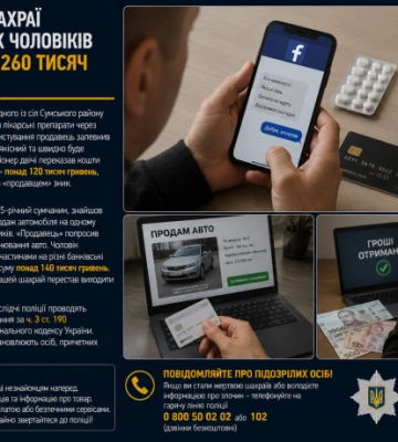 На Сумщині шахраї ошукали двох чоловіків більш ніж на 260 тисяч гривень