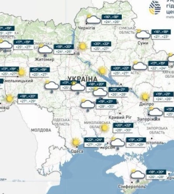 В четвер в Україні здебільшого без опадів, стовпчики термометрів піднімуться до +30°