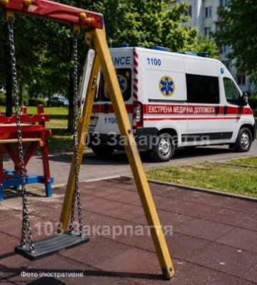 Небезпечна мить на дитячому майданчику: у Сваляві гойдалка травмувала маленьку дівчинку