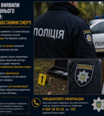 На Полтавщині виявили мертвим колишнього правоохоронця: поліція з’ясовує обставини смерті