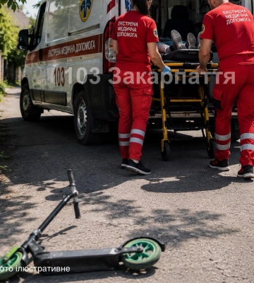 На Тячівщині 13-річного хлопця госпіталізували до лікарні після падіння з самоката