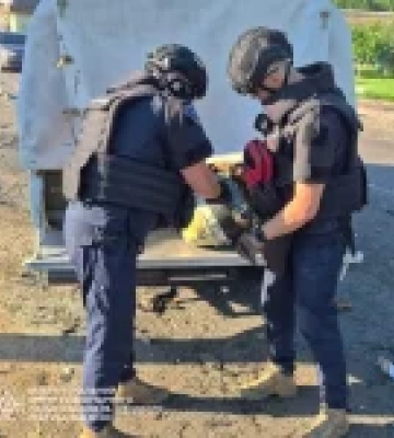 На Харківщині ДСНС знищила бойову частину збитого БпЛА «Герань-2»