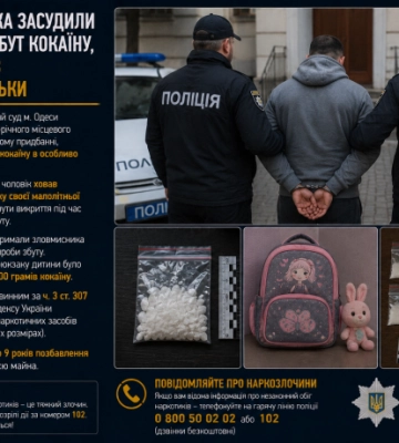 В Одесі засудили наркодилера, який ховав кокаїн у рюкзаку доньки