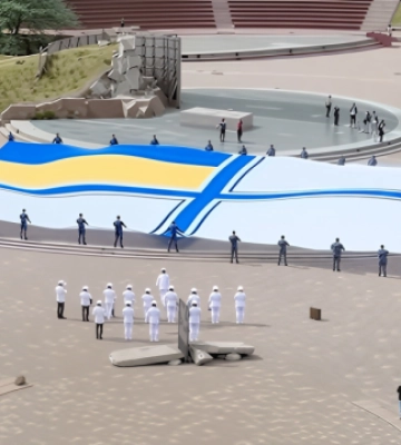 У Києві до Дня Військово-морських сил розгорнули найбільший прапор ВМС
