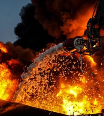 Рятувальники ліквідували масштабну пожежу після російського удару по промисловому об’єкту на Полтавщині. ФОТОрепортаж