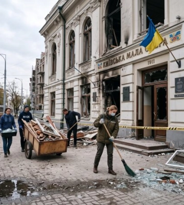 Київська мала опера знову пошкоджена: вибито вікна та фасад, кав'ярня відновила роботу