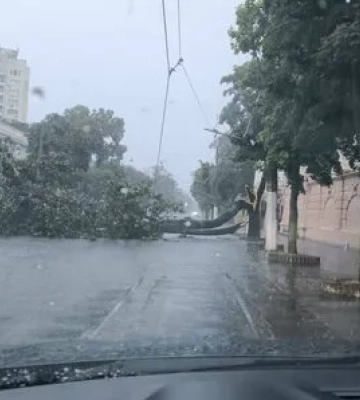 Видео: из-за сильного ливня в Одессе затопило улицы и остановился транспорт