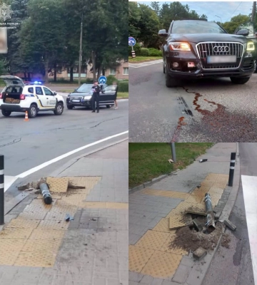 У Рівному водій Audi зніс дорожній стовпчик і відмовився проходити огляд на сп'яніння