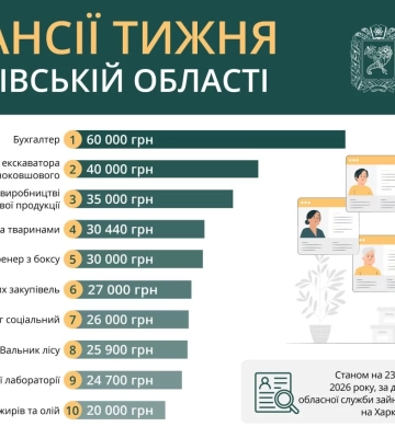 Є робота: на Харківщині пропонують вакансії із зарплатами до 60 тис. грн