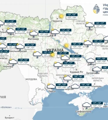 Прогноз погоди на 25 липня 2026 р. в Україні: сонце, комфортне тепло та місцями короткі дощі