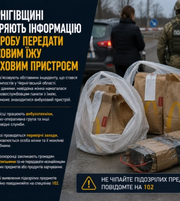 На Чернігівщині перевіряють інформацію про спробу передати військовим їжу з вибуховим пристроєм