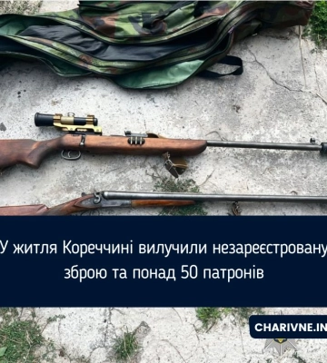 У мешканця села на Рівненщині знайшли незареєстровані гвинтівку, рушницю та патрони