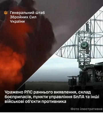 Генштаб подтвердил поражение РЛС в Крыму, склада боеприпасов и пунктов управления дронами оккупантов