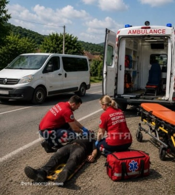 На Закарпатті мікроавтобус збив пішохода: у 38-річного чоловіка виявили перелом черепа та важкі травми