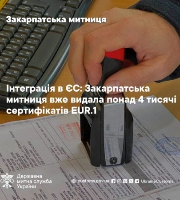 Закарпаття нарощує експорт до ЄС: митниця зафіксувала рекордне зростання видачі сертифікатів EUR.1