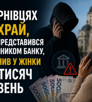 У Чернівцях шахрай, який представився працівником банку, виманив у жінки 186 тисяч гривень
