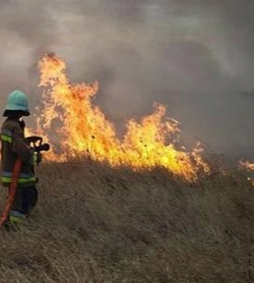 На Полтавщині після падіння БпЛА сталася пожежа на відкритій території