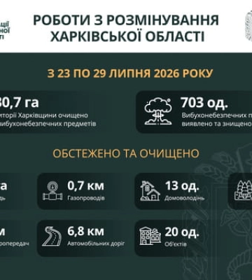 На Харківщині за тиждень сапери знешкодили понад 700 вибухонебезпечних предметів