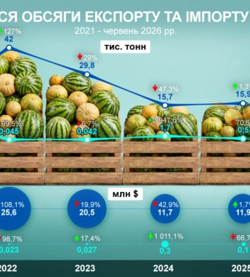 Как изменился экспорт и импорт арбузов и дынь в Украине за время большой войны — инфографика