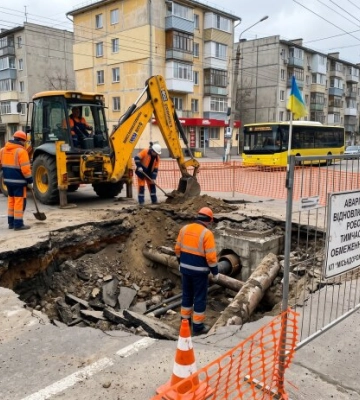 Провал на Таїрово: "Інфоксводоканал" ліквідовує яму на проспекті Ярослава Мудрого