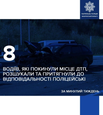 За тиждень на Закарпатті розшукали 8 водіїв, які покинули місце автопригоди