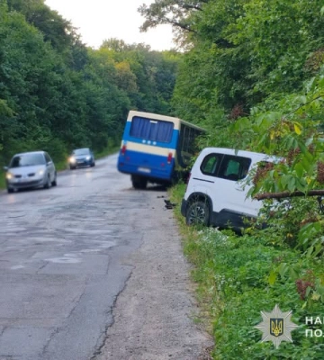 На Тернопільщині мінівен на трасі врізався у рейсовий автобус - можна сказати, всім учасниками пощастило
