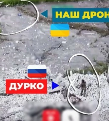 Настойчивые попытки рашиста уничтожить украинский дрон кирпичом закончились испугом и взрывом для оккупанта. ВИДЕО