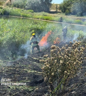 Упродовж минулої доби рятувальники Рівненщини ліквідували 9 загорянь на відкритих територіях(ВІДЕО)