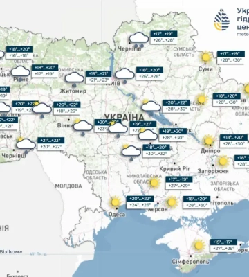 Дощі з грозами пройдуть у вівторок та середу майже по всій Україні, місцями град і шквали