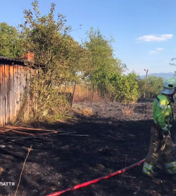 Через займання сухої трави на Тячівщині виникла пожежа в надвірній споруді