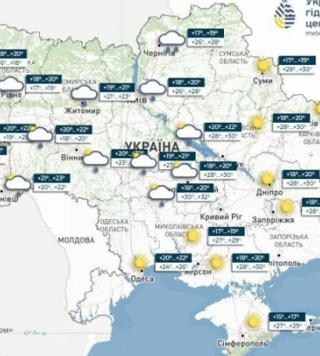 У вівторок  в більшості областей України очікуються дощі та грози
